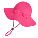 Baby Girl Sun Hat with UPF 50+ Outdoor Adjustable Beach Hat with Wide Brim Bucket Hats (12-24 Months, Rose-red)
