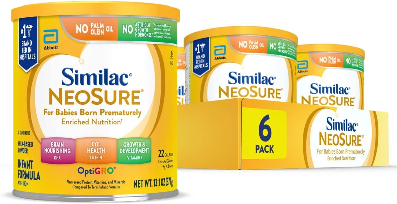 Similac NeoSure Premature Post-Discharge Infant Formula, Baby Formula Powder, 13.1-oz Can, Pack of 6