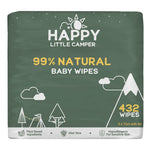 Happy Little Camper Natural Baby Wipes Unscented - Hypoallergenic & Chlorine-Free Wet Wipes with Aloe Vera, Chamomile and Pomegranate Extract - Gentle on Sensitive Skin - 432 Count