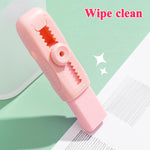 M&G 4+1 Pack Rubber Pink Erasers Sliding Retractable Eraser, Soft Cute Erasers Push Pull Large Pencil Erasers with Plastic Sleeve 4 Refill Eraser for School Students Kids Office Home Supplies