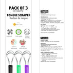 CATACC PRO 3 Pack Metal Tongue Scrapers for Kids Adults, Stainless Steel Tongue Cleaner Scrubber with Travel Case