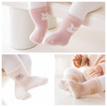 J Poqobog Baby Crew Socks,Grips Combed Cotton Socks Toddler Non-Skid for Girls,Boys Non Slip/Anti Skid 9-Pack (12-24 Months, Girls - 9 Pairs)