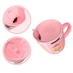 Baby Kids Toddler Sippy Cup Mug for Milk, Coffee, Stainless Steel Trainer Straw Cup with Lid, Fox, 7oz/Pink