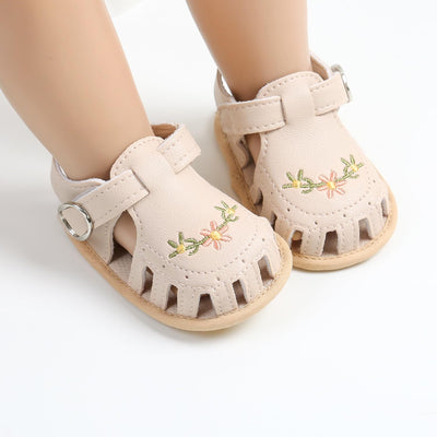 hitoddler Baby Girls Sandals Infant Classic Embroided Wedding Dress Summer Shoes Closed Toe Beach Sandals Newborn Crib Shoes First Walkers Prewalkers