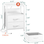 Yoobure Nightstand with Charging Station, LED Night Stand with Fabric Drawers and Storage Shelf for Bedroom, Nightstands Bedside Tables with USB Ports & Outlets, Small Night Stands, Bed Side Table