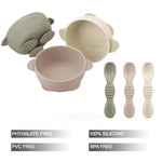 PandaEar 3 Pack Silicone Suction Baby Bowls & 3 Baby Feeding Spoons | Non-Slip Stay Put Bowls & Soft Silicone First Stage Spoons for Toddlers, BPA-Free Baby Led Weaning Set