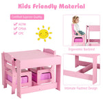 Costzon Kids Table and Chair Set, 3 in 1 Wooden Activity Table with Storage Drawer, Detachable Tabletop for Children Drawing Reading Art Craft, Playroom, Nursery, Toddler Table and Chair Set, Pink