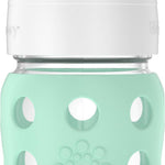 Lifefactory 8-Ounce Wide Neck Glass Baby Bottle with Protective Silicone Sleeve and Hard Sippy Spout, Mint (LG2221WMI4)