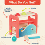 B. toys- Xylo-Pound Whale- Musical Instrument – Wooden Hammer & Balls – Developmental Toy for Toddlers – 1 Year +