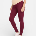 Motherhood Maternity Women's Essential Stretch Full Length Secret Fit Over The Belly Pregnancy Legging, Tawny Port, Medium