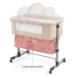 nordmiex 3in1 Bedside Crib for Girl or Boy, Bedside Sleeper for Baby Portable and Adjustable Crib with Mosquito net for Newborn Baby,Deep Khaki