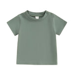 Tsseiatte Toddler Baby Boy Girl Short Sleeve Crew Neck T Shirt Pullover Sweatshirt Summer Basic Tee Solid Casual Clothes (US, Age, 3 Years, 4 Years, A-Green)