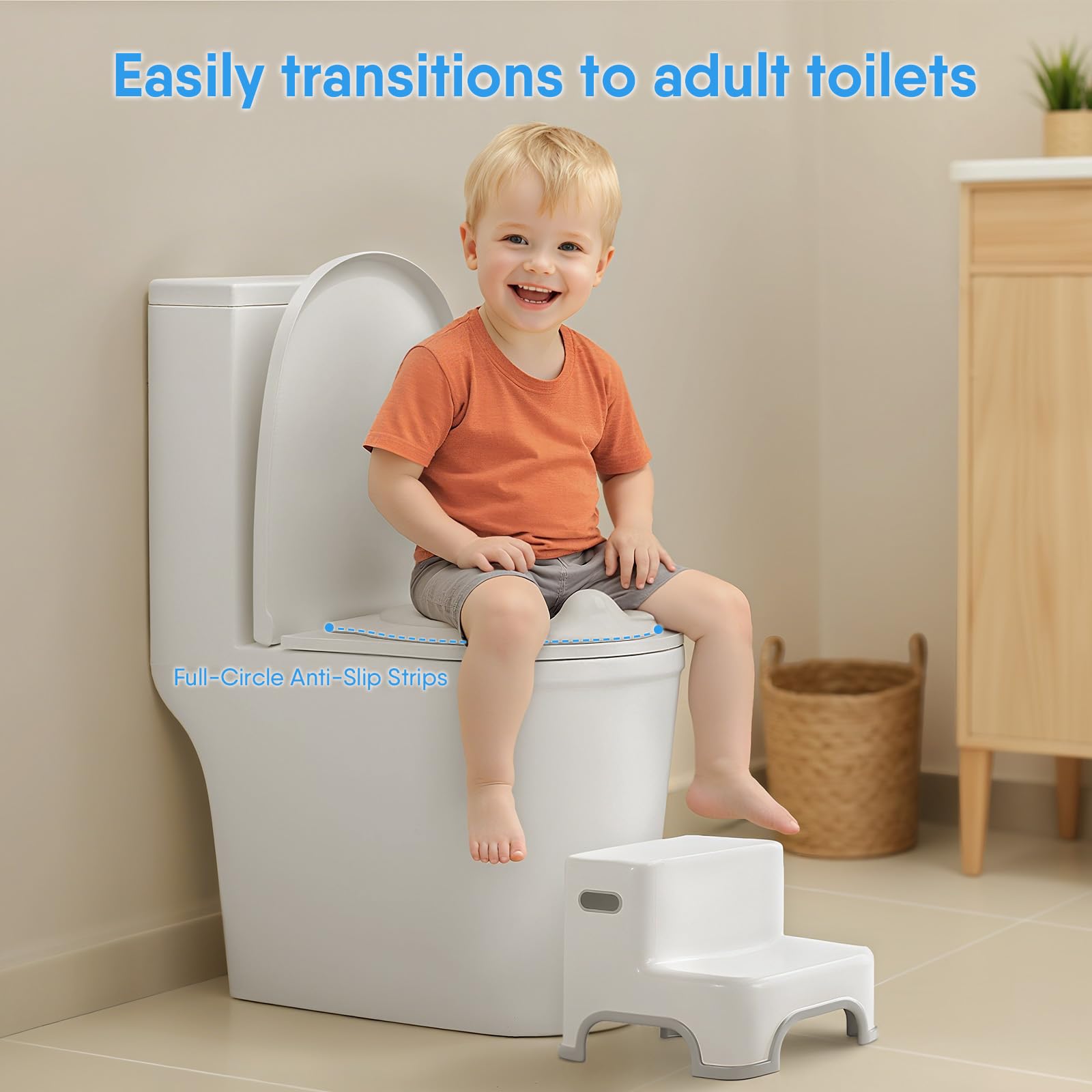CheerTry 2-in-1 Toddler Potty Training Toilet - with Detachable Training Seat, Realistic Flushing Sound for Boys & Girls Ages 1-3 with Wipes Storage, Toilet Paper Holder