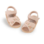 Infant Baby Girls Boys Flower Sandals PU Leather Summer Casual Beach Sandal Toddler First Walking Shoes Soft Sole Non-Slip Shoes