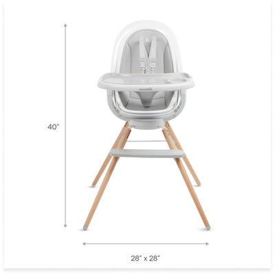 Munchkin® 360° Cloud™ Baby and Toddler High Chair with Clear Seat and 360° Swivel, White and Grey with Wooden Legs