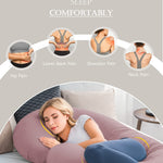 INSEN Cooling Pregnancy Pillow, Maternity Pillow with Soft Cotton Cover, C Shaped for Pregnant Sleeping (Cooling Cotton-Pink)