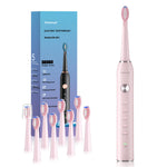 Yoomue Sonic Electric Toothbrush for Adults & Kids - 5 High-Performance Modes, 8 Replacement Heads, 2.5-Hour Fast Charge, Built-in Smart 2-Minute Timer, IPX7 Waterproof, 35 Day Battery Life - Pink