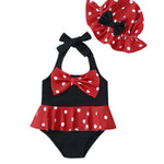 Kucnuzki Baby Girl Bathing Suit One Piece Swimsuit Black Swimwear Polka Dot Bikini Set Baby Swimsuit 6-12 Months Toddler Girl Swim Bathing Suits with Hat
