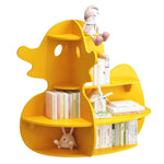 Duck Kids Bookshelf Toddler Bookcase 4-Tier Baby Book Rack Children Toy Storage Organizer Wood Display Shelf for Nursery Playroom Bedroom Classroom School Homeschooling Boy Girl’s Gift (Yellow Duck)