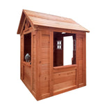 Wooden Playhouse for Kids, Outdoor Kids Playhouse with 2 Windows and Flowerpot Holder, Boy Girl Cottage Play House, 42" Lx46 Wx55 H