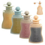 Eascrozn Reusable Baby Food Pouches, 4 Pack with Straw Squeezable Pouches for Toddlers, BPA-Free, Refillable Silicone Baby Food Storage Containers, 5 oz