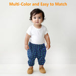 Hakochia Soft and Comfy 100% Cotton Baby Pants for Baby Boys and Girls with Ample Diaper Room 0-12 Months