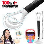 CATACC PRO 3 Pack Metal Tongue Scrapers for Kids Adults, Stainless Steel Tongue Cleaner Scrubber with Travel Case