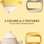 2 Packs Baby Teething Toy Silicone Teething Mitten for Babies Over 3 Months Anti Dropping Wrist Hand Teethers Baby Chew Toys for Sucking Needs, BPA Free (BabyBottle Yellow)