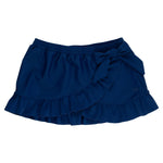 RuffleButts Girls Swim Bow Skirt Cover-Up - Navy, 12/14