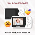 VTimes Baby Monitor with Camera and Audio, Video Baby Monitor No WiFi Night Vision, 2.4" LCD Screen Portable Baby Camera VOX Mode Pan-Tilt-Zoom Alarm and 1000ft Range, Ideal for Baby/Elderly/Pet
