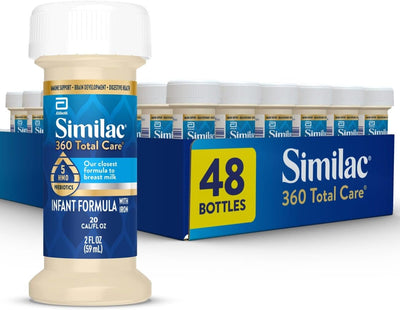 Similac 360 Total Care infant formula bottle and packaging on a white background