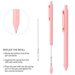 WY WENYUAN 12-Pcs Ballpoint Pens, Comfortable Writing, Pastel Retractable Pretty Journaling, Black Ink Medium Point 1.0 mm Gift, Cute Office Supplies for Women