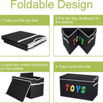 YOLOXO Toy Box Chest, Collapsible Sturdy Storage Bins with Lids, Extra Large Kids Toy Storage Organizer Boxes Bins Baskets for Kids, Boys, Girls, Nursery Room, Playroom, Closet (BLACK)