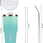 BJPKPK 30oz Stainless Steel Tumbler Color Block Insulated Tumblers Cup with Lid and Straw, Double Walled Travel Coffee Mug,Mint