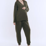 Motherhood Maternity Women's Long Sleeve V-Neck Scuba Pullover Nursing Hoodie, Deep Depths, X-Large