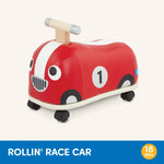 Battat – Wooden Racer – Wood Handle & Soft Body – Safe & Sturdy Push Car – Active Play Ride-On – 18 Months + – Rollin’ Race Car
