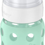 Lifefactory 8-Ounce Wide Neck Glass Baby Bottle with Protective Silicone Sleeve and Stage 2 Nipple, Mint (LG2211WMI4)