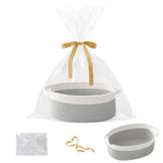 Gift Basket with Gift Bag and Ribbons,Small Rope Woven Shelf Storage,Baskets for Gifts Empty,Birthday,Shower,Decorative Organizer Box for Cat Dog Pet with Handles(White)