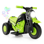 Costzon Kids Motorcycle, 6V Battery Powered Ride on Motorcycle with Bubble Maker, Music, LED Headlight, Forward & Backward, 3 Wheels Electric Motorcycle for Kids, Gift for Boys & Girls (Green)