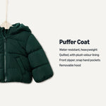 Amazon Essentials x Sofia Grainge Toddler Boys' Water-Resistant Hooded Puffer Jacket, Dark Green, 2T