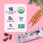 Cerebelly Toddler Snack Bars – Organic Carrot Date Smart Bars (Pack of 5), Healthy & Organic Whole Grain Bars with Veggies & Fruit, 16 Brain-supporting Nutrients from Superfoods, No Added Sugar