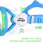 Seago Kids Swim Goggles Swimming Goggles for Kids Boys Girls Toddlers Youth 5-15 Anti-Fog 180° Clear Goggles No Leak Water Pool Underwater Swim Goggles with Nose Cover Swimming Diving Equipment