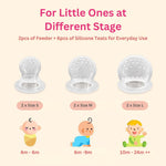 NatureBond Baby Food Feeder/Fruit Feeder Pacifier Nibbler (2 Pack) - Infant Teething Toy Teether Weaning in Appetizing Colors | + Additional Silicone Sacs