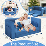 Frxeyaliz 12PCS Modular Kids Play Couch Child Convertible Building Fort Sofa and Cushion DIY Floor Sofa for Playroom Bedroom (Blue)