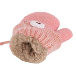 Toddler Baby Knitted Winter Gloves Cable Mittens Cute Cartoon Bear Kids Boys Girls Thermal Thick Fleece Lined Gloves Wool Warm Knit Snow Ski Cold Weather Gloves Children with String Age 0-3Y
