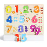 GRINNNIE Wooden Montessori Toddler Puzzles for 3 4 5 Years Old, 3 Pcs (Number, Letter, Shape) Kids Preschool Educational Peg Puzzle Set