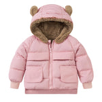 TUONROAD Baby Girls Coats 6-12 Months Toddler Girls Winter Coat for 1t Newborn Baby Pink Fleece Puffer Jacket with Bear Hood Infant Girls' Zip Up Waterproof Warm Down Coats for Toddlers Size 1 Year