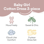 pureborn Baby Girl Dress Infant Long Sleeve Peter-pan Collar Spring Fall Cotton Playwear Dresses Beige 9-12 Months