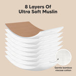 5-Pack Muslin Burp Cloths Baby Boy, Girl - Very Absorbent Baby Burp Cloth Rags, 8-Layers Viscose Derived from Bamboo Cotton Muslin Towel, Super Soft Spit Up Rags, No Shrink Washcloths (Hills)