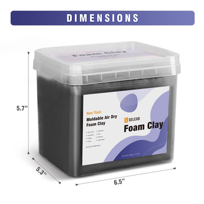 SELEAD Foam Clay Black 500g - Moldable Air Dry Ultra-Light Modeling Clays for Adult Cosplay, Sculpting, Arts & Crafts - with 80g Colored Clay
